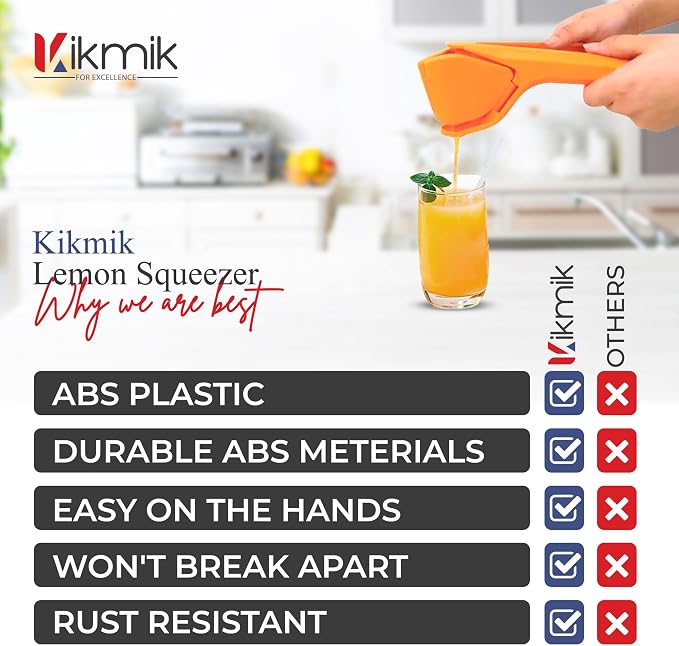 Lemon Squeezer - CitrusEase Foldable Hand Juicer: Effortless Juicing with Space-Saving Ergonomics Design – Manual Lemon Juicer with Sideways Pivot for Maximum Juice Yield- (Orange)