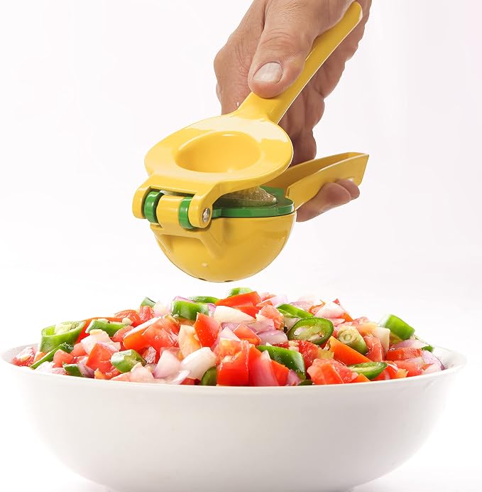 OGGI Combo Citrus Press- Aluminum Manual Citrus Juicer w/Non-Stick Coating, Ideal Hand Juicer, this Citrus Squeezer is a Great Addition to Your Kitchen Accessories, Yellow