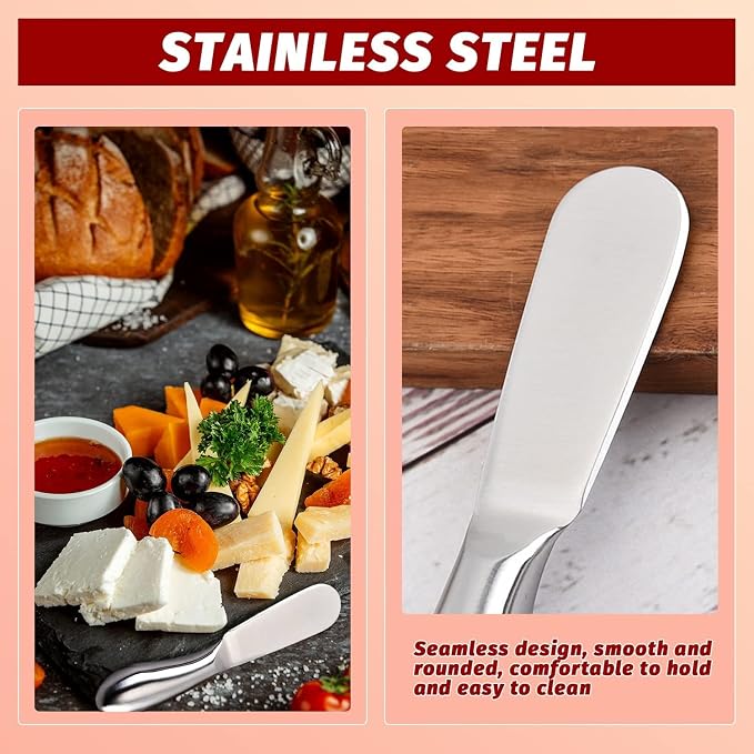Premium Stainless Steel Cheese Tool Set - 6 Piece Cheese Knife Set - Cut, Spread All Your Favorite Cheeses (6 Silver Round Cheese Knife)