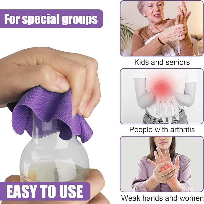 LUTER 4pcs Jar Opener Gripper Pad for Seniors with Weak Hands, Rubber | Multi-function Silicone Bottle Opener Lid Cap Rubber Gripper Pads Kitchen Coasters Gadgets, Blue, Purple