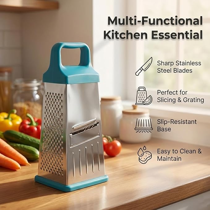 Signamio 5 in 1 Grater Stainless Steel Box, Vegetable Slicer for Kitchen - Multi-Function Carrot Grater Machine, Premium Stainless Steel Design for Effortless and Efficient Food Preparation