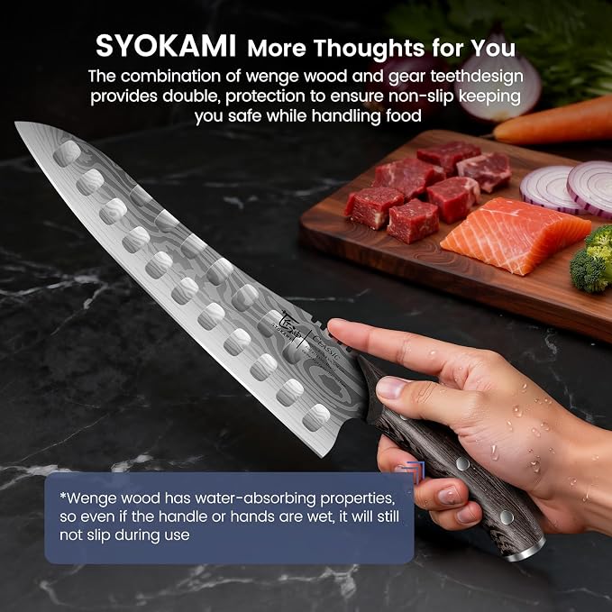 SYOKAMI Gyutou Chef Knife, 9.5 Inch Japanese Style Multi-purpose Kitchen Knife, Ultra Sharp Durable Professional-grade for Slicing, Chopping, Dicing, Ergonomic Anti-slip Handle, Trusted by chefs