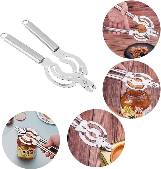 Multifunctional Stainless Steel Jar Opener, Manual Can Opener Adjustable Bottle Jar Lid Remover, Handy Screw Can Bottle Lid Grip Wrench Helper, Kitchen Tool