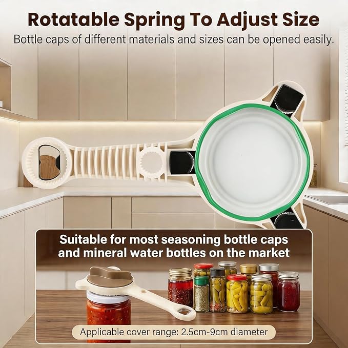 4-in-1 Jar Opener for Seniors -Adjustable Lid Opener with Non-Slip Grip, Stainless Steel Jar Lid Opener for Arthritis Sufferers, Fits Kitchen Jars, Bottles & Cans, Home Kitchen Helper(Purple)