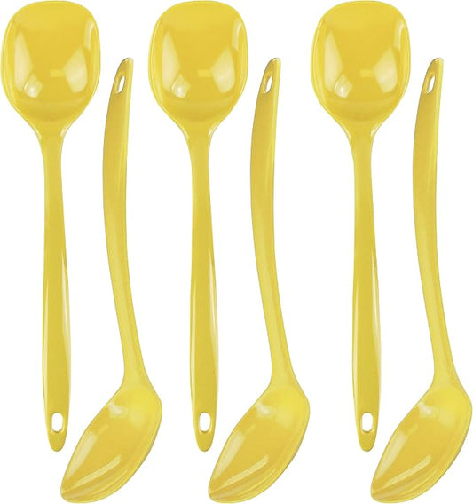 Reston Lloyd Cooking Spoon for Serving, Basting, Mixing, Heat Resistant, BPA Free Melamine 11 inch Utensil with Ergonomic Handle, Set of 6, Lemon