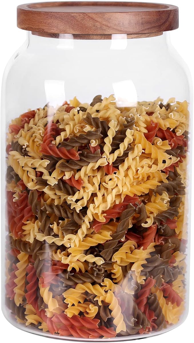 LEAVES AND TREES Y 1 Gallon Glass Jar with Airtight Lid and Anti-Skid Bottom for Dry Food Storage