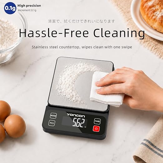Digital Food Scale for Kitchen & Baking, 11lb/0.1g High Precision | Digital kitchen scale weighs in grams and ounces, Tare function, Compact and easy-to-clean design ideal for baking, cooking