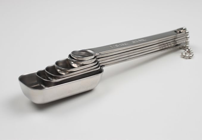 RSVP International Endurance Stainless Steel Spice Measuring Spoons, Set of 6 | 1/8 tsp to 1 Tbsp Measurements | Nest for Easy Storage | Dishwasher Safe | Dry or Liquid | Baking or Cooking