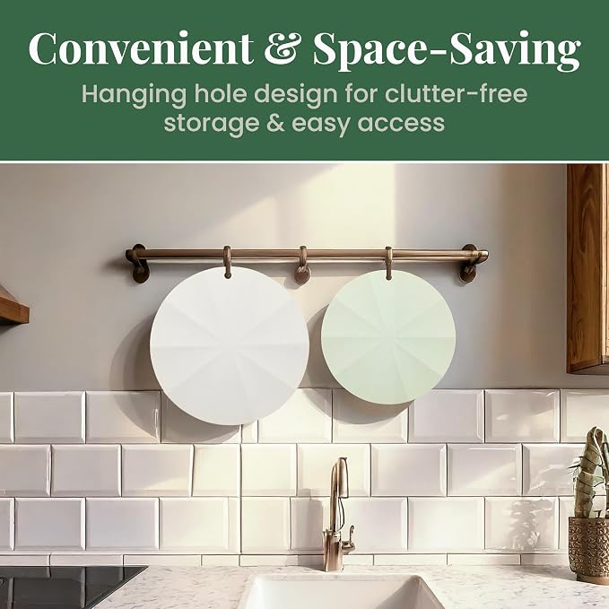 Larder & Vine Silicone Trivets for Hot Pots and Pans | Set of 4 Round Hot Pads for Kitchen | 7” & 9” Trivets for Hot Dishes | Heat-Resistant Silicone Mats for Kitchen Counter | Sage/French Gray