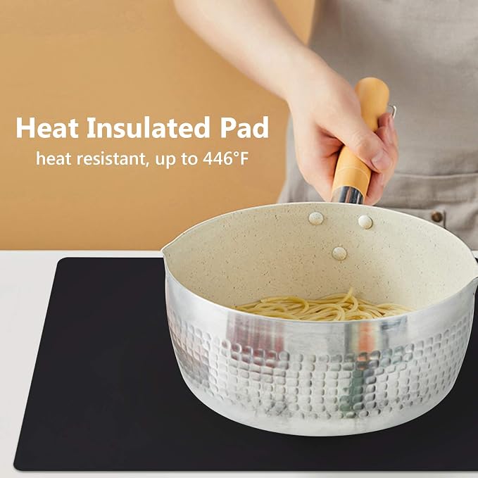 Silicone Mats for Kitchen Counter, Large Silicone Countertop Protector 25" by 17", Nonskid Heat Resistant Desk Saver Pad, Multipurpose Mat, Placemat, Black