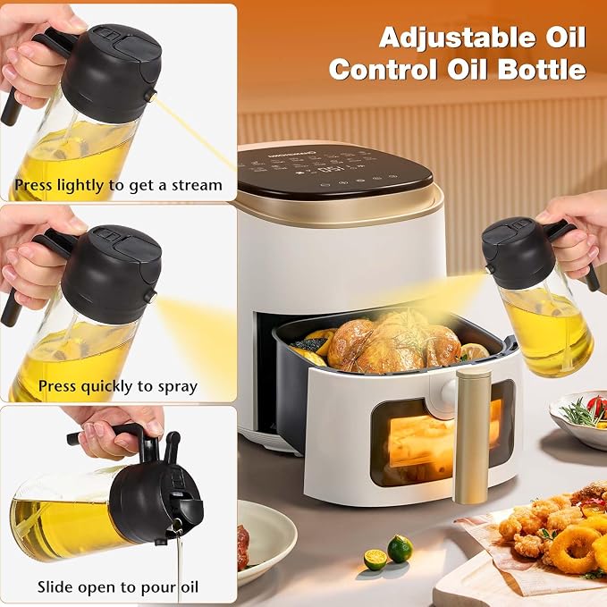 Blendura Oil Sprayer for Air Fryer, Glass, White