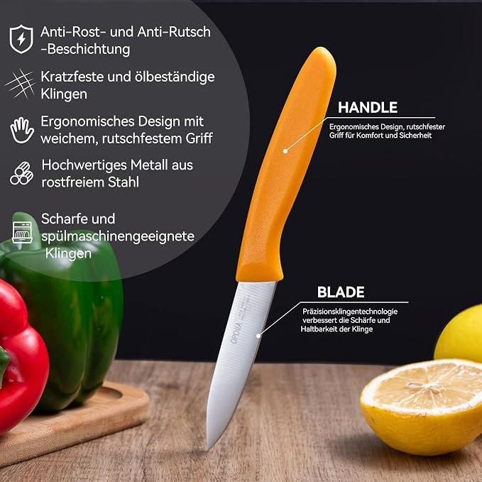 Paring Knife Fruit Knife Set (6 Pieces), Ultra Sharp Stainless Steel Vegetable and Fruit Knife with PP Plastic Ergonomic Handle for Cutting Fruits and Vegetables- Colorful