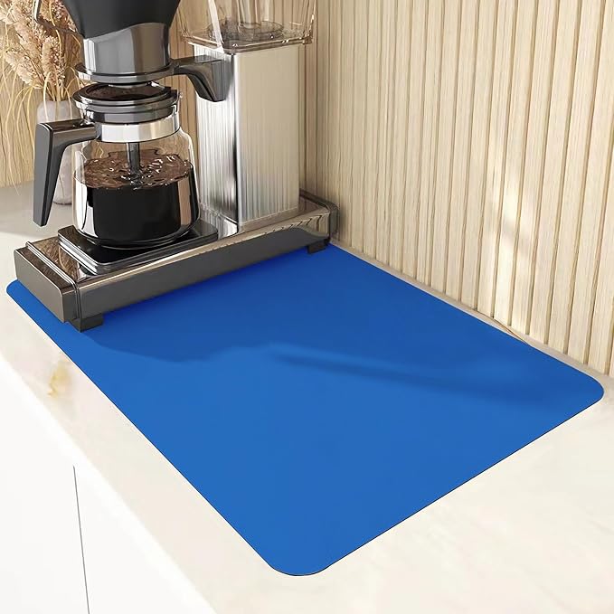 2 PCS Silicone Mats for Kitchen Counter, 23.6" by 15.7" Multipurpose Mat,Heat Resistant Nonskid Table Mat for Air Fryer to Site on, Countertop Protector Classic Blue
