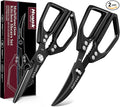 Huusk Kitchen Shears Set Black - Professional Seafood & Kitchen Scissors Set, Sharp Japanese-Style Meat Scissor for Crab, Shrimp, Lobster, Herbs and Food Prep, Gifts for Men Women