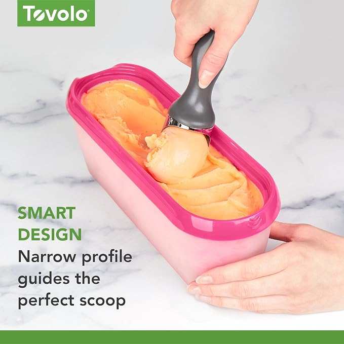 Tovolo Ice Cream Containers for Homemade Ice Cream Raspberry Tart Magenta, Glide A Scoop Ice Cream Tub for Reusable Ice Cream, 1.5 Quart BPA Free Insulated Freezer Safe Ice Cream Container with Lid