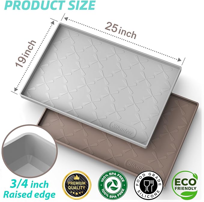 Waterproof Under Sink Mat Silicone 25"x19", Kitchen Cabinet Liner | BPA-Free Silicone Mat with Raised Lip Protects Cabinets from Leaks, Versatile Home Organizer for Bathroom, Pets, Boots, Floor