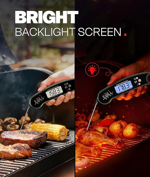 Meat Thermometer Digital - Instant Read Food Thermometer for Grilling, BBQ, Air Fryer, Smoker, Candy Making, Kitchen Gadgets, BBQ Essentials, Green