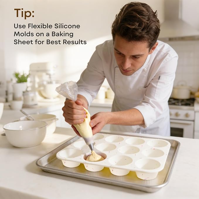 Silicone Muffin Pans for Baking,12 Cup Nonstick Cupcake Pan 2Pcs | Food-Grade Silicone Muffin Tin, Oven Dishwasher Freezer Safe Silicone Molds for Home Baking DIY, Cupcakes, Egg Bites