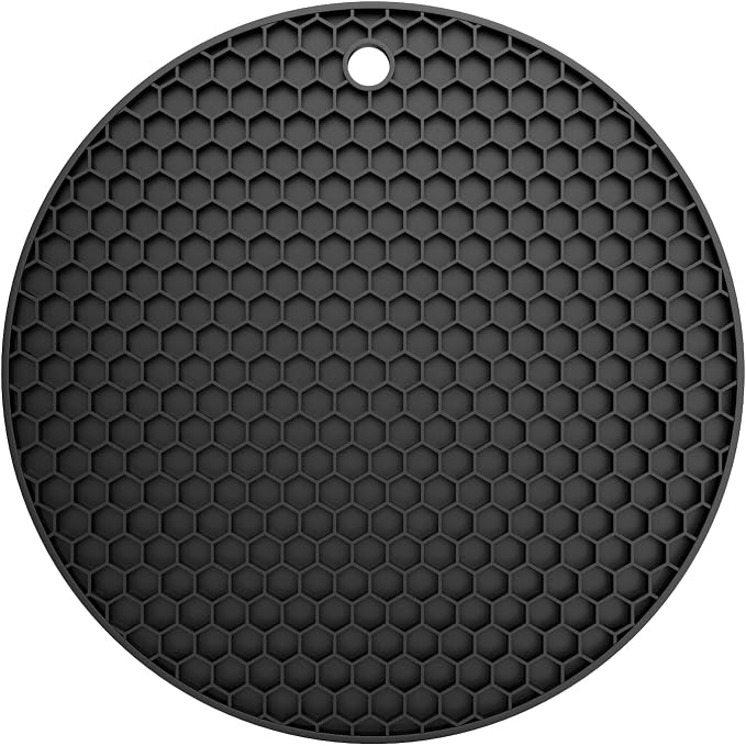 Silicone Trivet Mat — Heat Resistant 446°F Pot Holders for Hot Dishes, Non-Slip Hot Pads for Quartz & Granite Countertops, Multipurpose Kitchen Trivets, Black