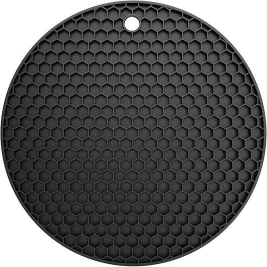 Silicone Trivet Mat — Heat Resistant 446°F Pot Holders for Hot Dishes, Non-Slip Hot Pads for Quartz & Granite Countertops, Multipurpose Kitchen Trivets, Black