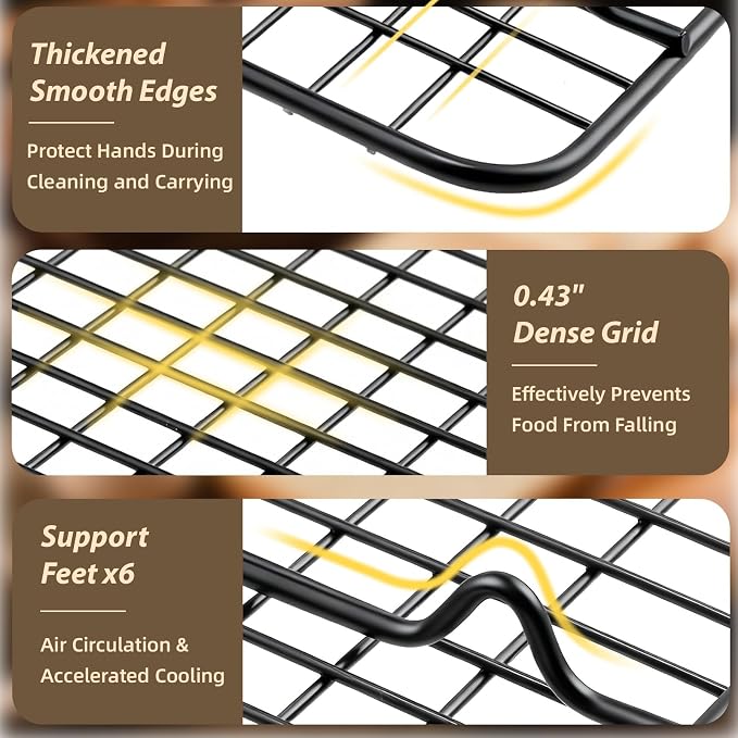 Pleafind 3 PCS Stackable Cooling Rack -16 x 10 Inch Heavy Duty Stainless Steel Baking Racks, Cooling Racks for Cooking and Baking, Ideal for Roasting, and Drying, Oven and Dishwasher Safe