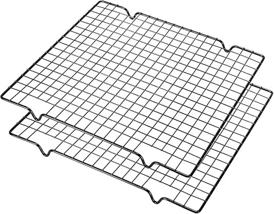 2 Pack Cooling Rack for Baking Cooking, 11" x 10" Squares Wire Racks | Small, Squares Grids, Oven Safe Cookie Cooling Rack, Roasting, Grilling, Drying