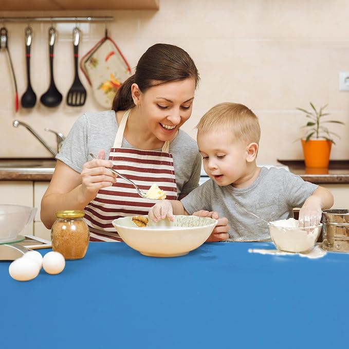 Large Silicone Mat, 72”x16” Heat Resistant Mats for Countertop, Cuttable Waterproof Kitchen Counter Mat, Multipurpose Countertop Protector Mat, Silicone Mats for Kitchen Counter (Blue)