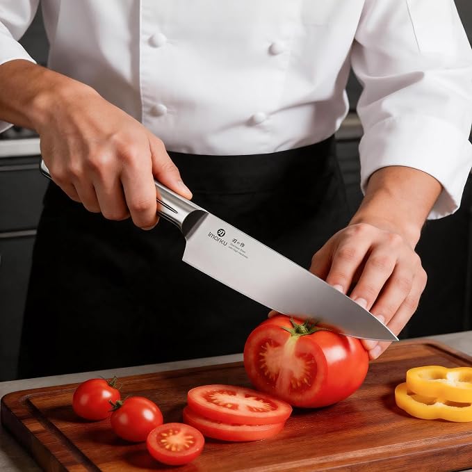 imarku Chef Knife 8 Inch, Ultra Sharp Stainless Steel Kitchen Knife with Ergonomic Handle, Professional Cooking Knife for Meat, Vegetables & Fruits, Rust Resistant Chef’s Knife with Gift Box