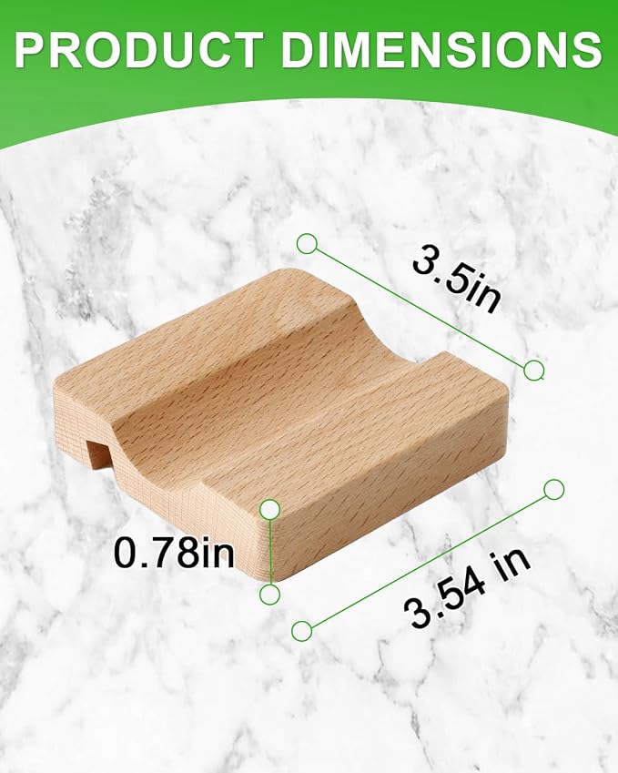 1PCS Rolling Pin Holder, Multifunctional Kitchen Wooden Rolling Pin Holder & Utensil Stand, Food-Grade Wood Base with Phone Slot for Baking, Rolling Pins, Spoons & Forks Storage