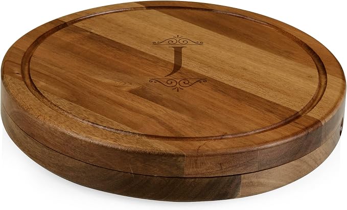 Toscana Monogram Initials J Personalized Acacia Circo Cheese Cutting Board & Tools Set