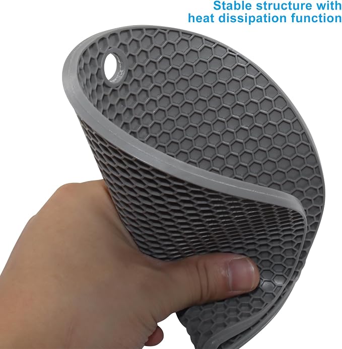 Silicone Trivet Mat, 6Pcs, Gray | Non Slip, Heat Resistant, Extra Thick, Large, Multipurpose