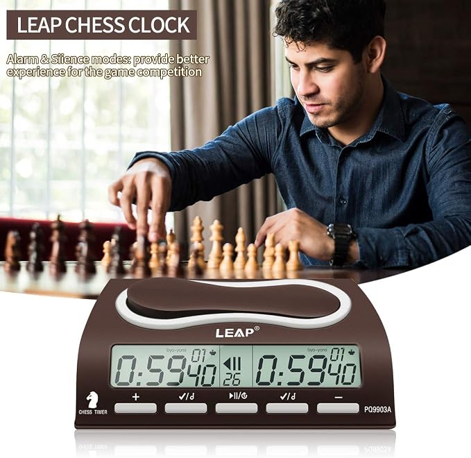 LEAP Chess Clock Digital Chess Timer Professional for Board Games Timer with Alarm Function (Official Store) 9903a