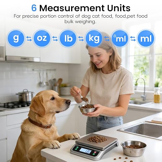 88lb Food Scale Stainless Steel with 6 Unit and Tare PCS Funtion | Commercial Kitchen Scale, with Full View LCD Display Large Kitchen Scale for Baking, Cooking, flour, fruits Silver