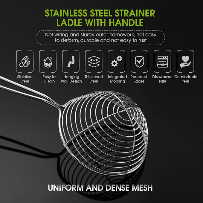 Geiserailie 6 Pieces Hot Pot Kit Strainer Scoops Stainless Steel 2.5 Inch Mini Spider Strainer Skimmer Pasta Mesh Spoon Asian Skimmer Spoon Ladle with Handle for Home (Red)