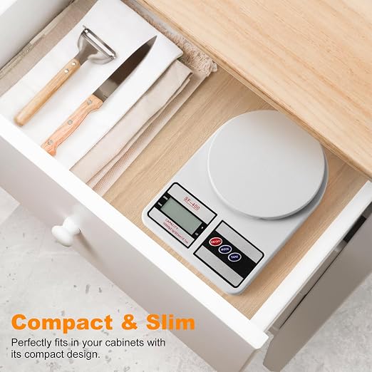 Partyreal Digital Kitchen Scale Capacity, Stainless Steel Food Scale with oz/g Units | Replaceable Battery Power | Ideal for Meal Prep, Cooking, Baking