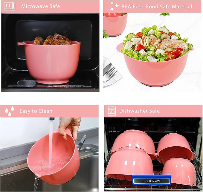 BoxedHome Classic Mixing Bowls Set of 4, 4.5, 3.5, 2.5 and 1.7 quarts | BPA Free Plastic, Microwave Safe