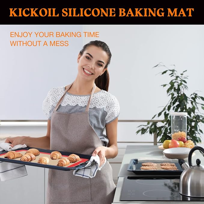Silicone Baking Mats Set of 3, Non-Stick Reusable BPA-Free Oven Liners,100% Food-Grade Silicone Baking Sheets for Cookies, Macarons, Bread and Pastry,11.6'' x 8.5''(Quarter)