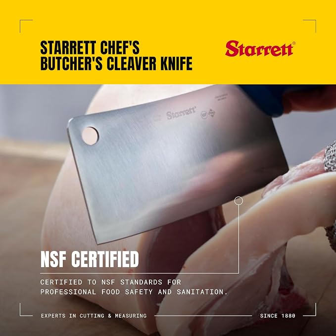 Chef's Cleaver Knife - BKW509-6 Wide Rectangular 6" (150mm) Professional Kitchen Knife Blade - White Handle Ultra Sharp Vegetable & Meat Butcher Cleaver