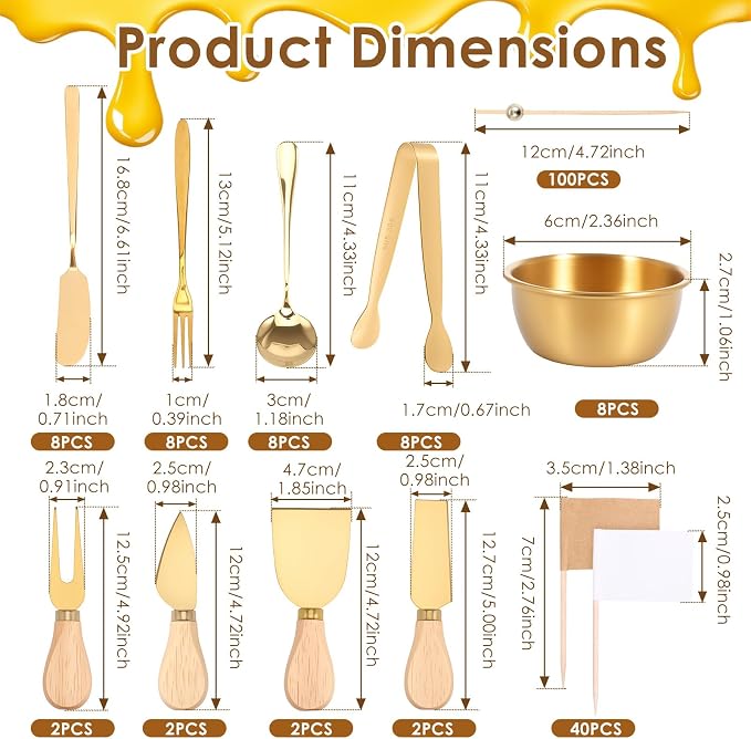 188Pcs Charcuterie Utensils Set,Charcuterie Boards Accessories Set Bulk,Mini Cheese Butter Spreader Knives Stainless Steel Cutlery Tongs Spoons Forks Bowls Wooden Toothpicks for Kitchen Wedding Party