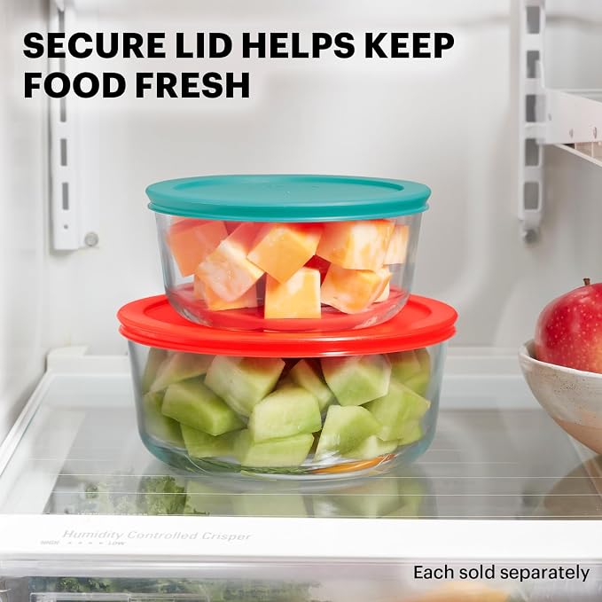Pyrex Simply Store (8-Pack) Small Glass Food Storage Containers Set | Meal prep containers (1 & 2 cup) with BPA-free plastic lids, dishwasher & microwave safe