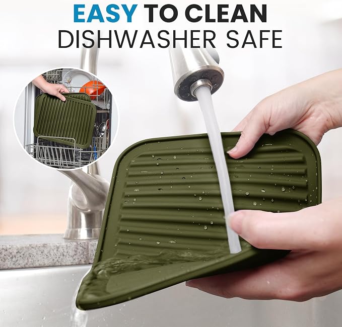 Zulay 2-Pack 9"x12" Silicone Trivets for Hot Pots & Pans – Heat-Resistant, Non-Slip Trivet Mats – Durable, Flexible, Multi-Purpose Hot Pads for Kitchen Counter & Table - Olive Green