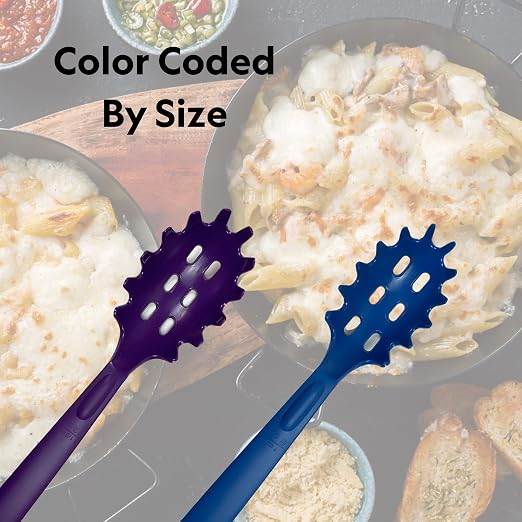 Rite-Size 12 oz. Spaghetti Pasta Spoon Server, Copolymer Plastic Heat Resistant Professional Cooking Tool, Purple