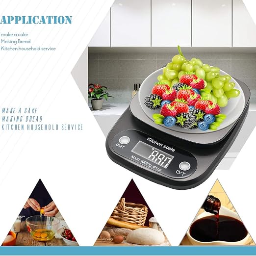 Digital Food Scale, 22lb Kitchen Scale Measures in Grams, Ounces and ML for Weight Loss, Baking, Cooking, 1g/0.1oz Precise Graduation, 304 Food Grade Stainless Steel, Batteries Included
