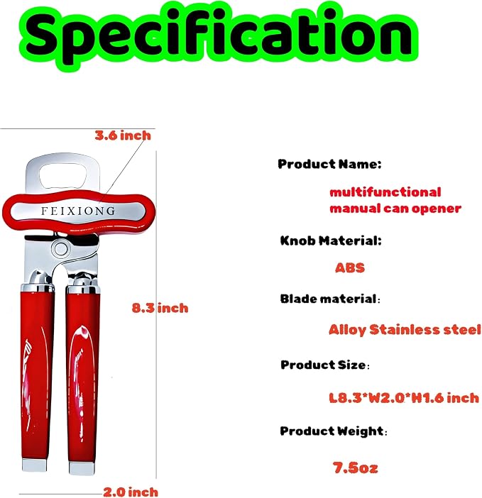 2026 mechanical multifunctional kitchen best can opener ，Sharp Professional Grade Blade for effortless ，Easy to Use ，multi function manual nice can opener heavy duty smooth edge for elderly