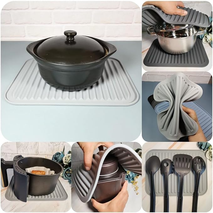 Silicone Trivets Set 2, Big Trivets for Hot Pots and Pans, Hot Pads for Kitchen Counter, Multi-Purpose & Versatile Trivet Mat, 9x12 Inch Silicone Pot Holders Heat Resistant Mat Purple