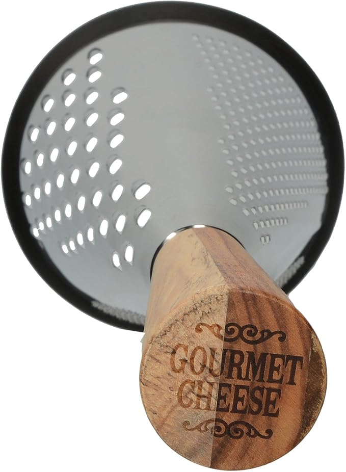 CreativeTops Masterclass Gourmet Cheese Large Vintage-Style Conical Cheese Grater with Wooden Handle, 13 x 13 x 33 cm (5" x 5" x 13"), Silver/Brown