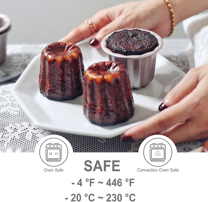CHEFMADE Canele Mold Cake Pan, 2.6-Inch 4Pcs Non-Stick Canele Muffin Bakeware Cupcake Pan for Oven Baking (Champagne Gold)