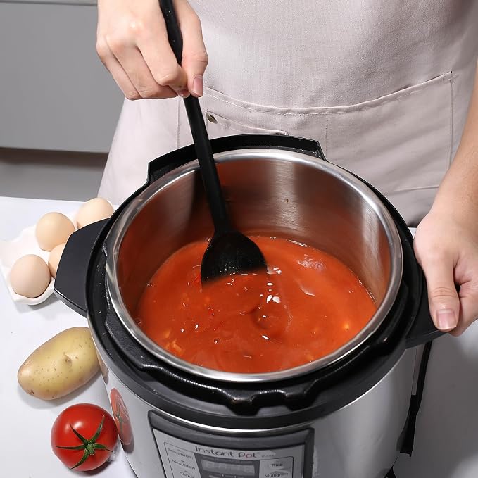 Silicone Cooking Solid and Slotted Spoon Set, High Heat Resistant Stiff Mixing Spoon, Extra Long Large Kitchen Utensil for Stirring, Mixing and Serving, 13.6 Inches