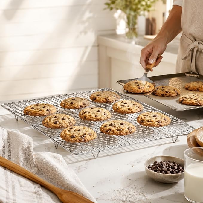Mrs. Anderson's Baking Professional Cooling Rack, Heavy Duty Steel, Fits Half Sheet Pans, 16.5 x 11.875 x 0.625-Inches
