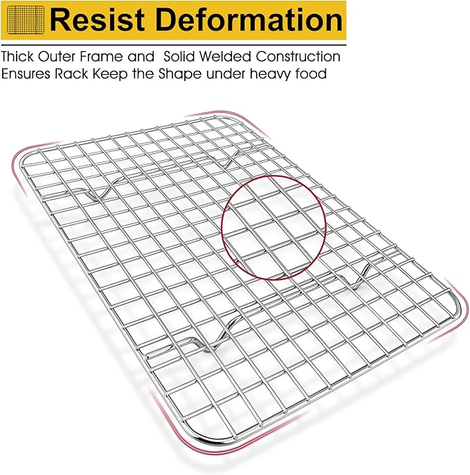 P&P CHEF 9.75 Inch Stainless Steel Cooling Baking Rack Set of 2 | Grid Cooking Racks for Griddle Roasting Grilling Warming, Good for Friends or Family, Oven & Dishwasher Safe, Heavy Duty